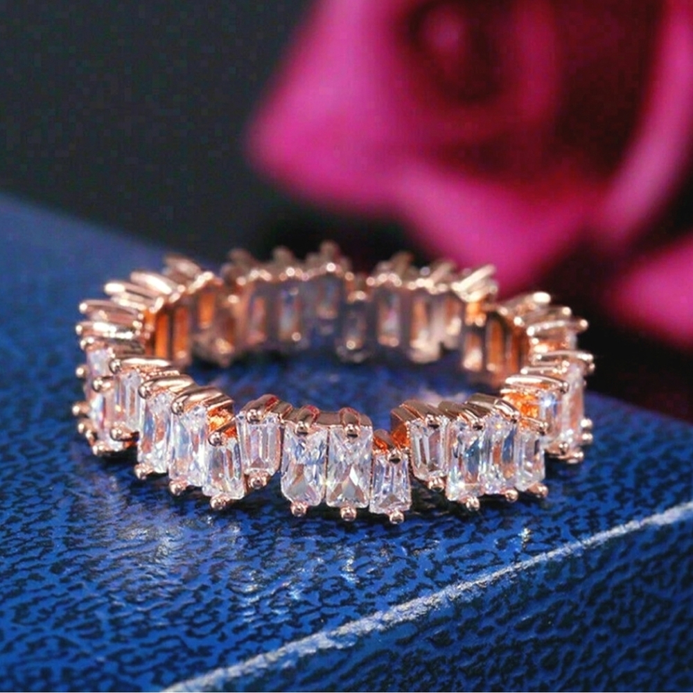 4 Ct Rose Gold Baguette Diamond Band Ring